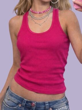 Garage Early 2000s Y2K Fuchsia Ribbed Tank Top